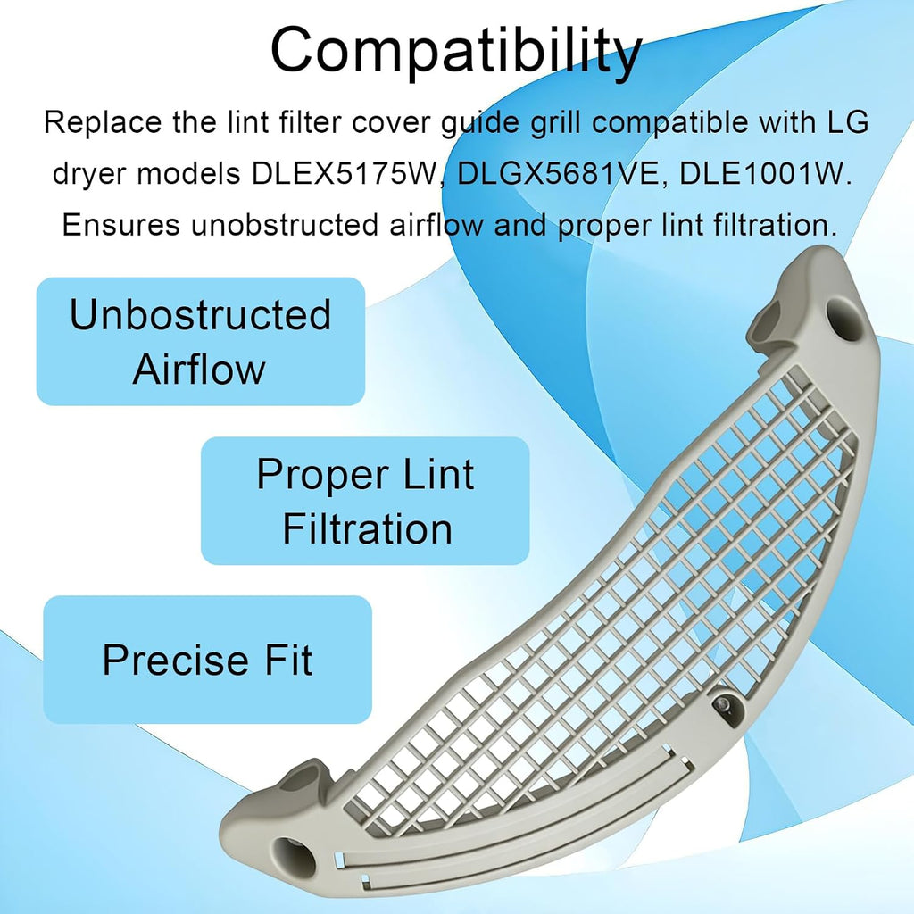 Dryer Lint Cover Guide Grill For DLE1001W, DLE1101W, DLE1501W, DLE4801W, DLE4870W, Compatible with LG