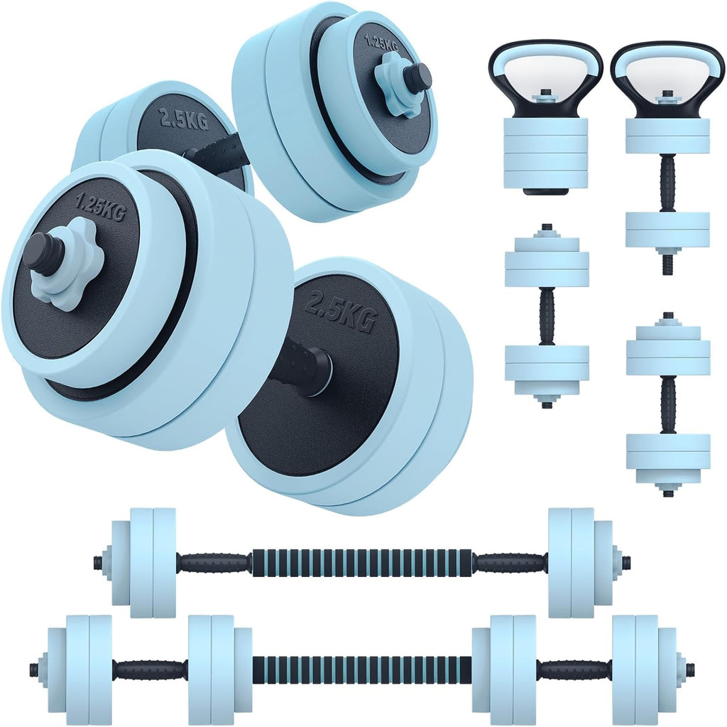 Adjustable Dumbbell Set, 45lbs Free Weight Set with Connector, 5 in 1 Weight Set Used as Kettlebells, Barbell, Push