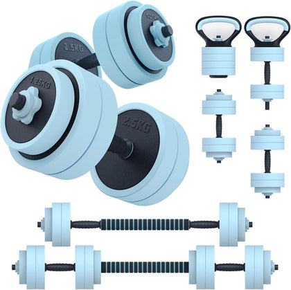 Adjustable Dumbbell Set, 45lbs Free Weight Set with Connector, 5 in 1 Weight Set Used as Kettlebells, Barbell, Push