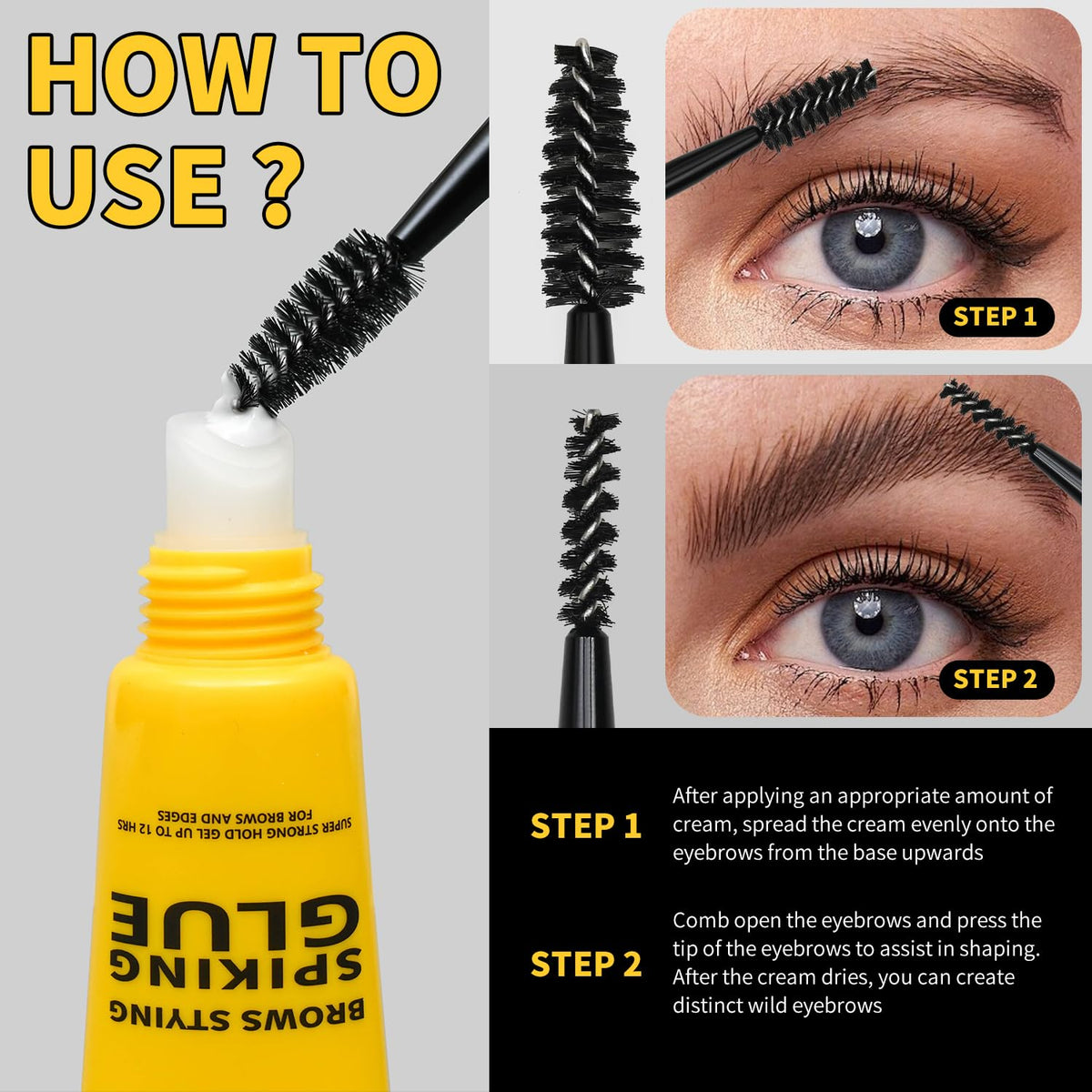 Brow Styling Spiking Glue - Clear Eyebrow Setting Gel, Brow Fix Gel for Long-Lasting Hold, Waterproof & Sweat-Proof