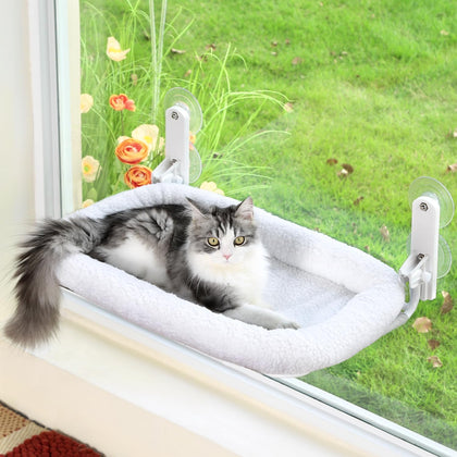 Foldable Cat Hammock for Window - Cordless, Embeded Machine Washable Bed, Robust Metal Frame - Cat Window Perch for