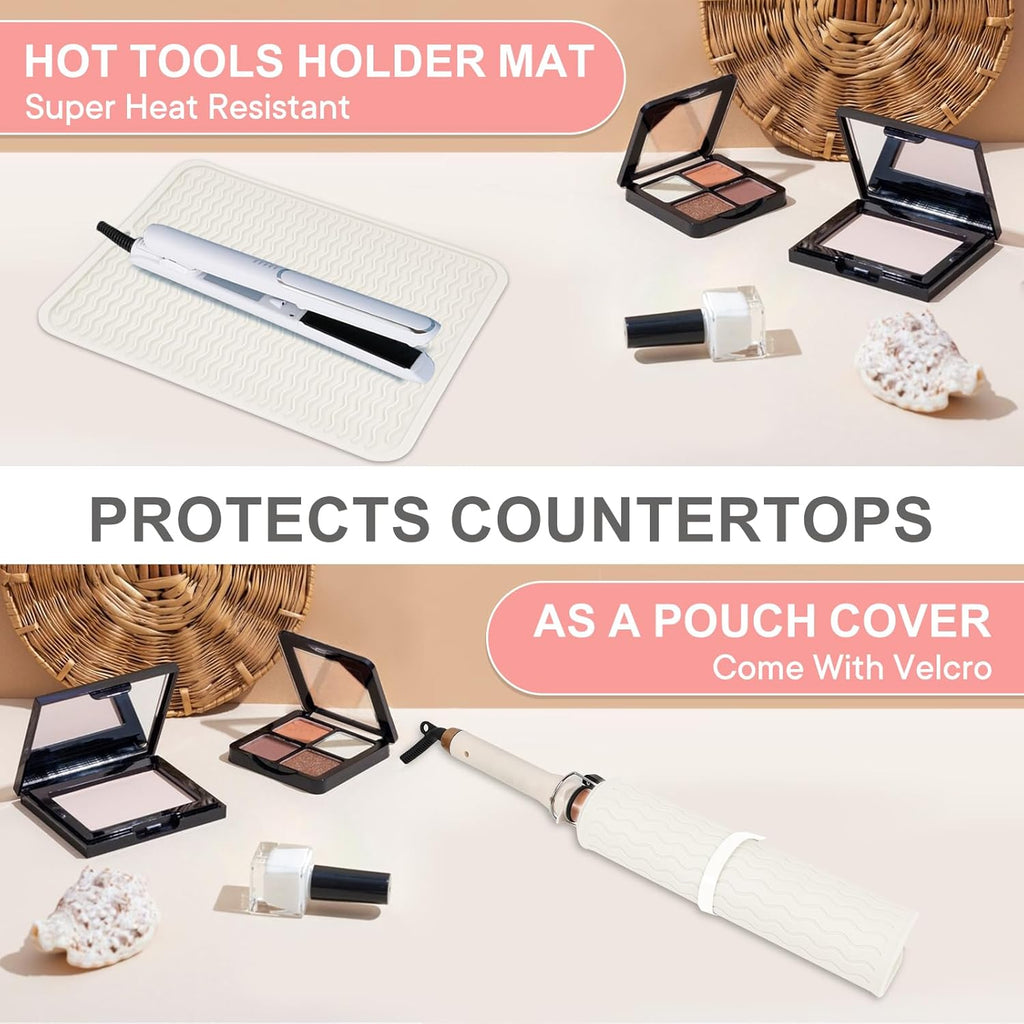Oversize Silicone Heat Resistant Mat, Portable Travel Mat Cover for Curling Irons, Flat Irons, Hair Straightener and