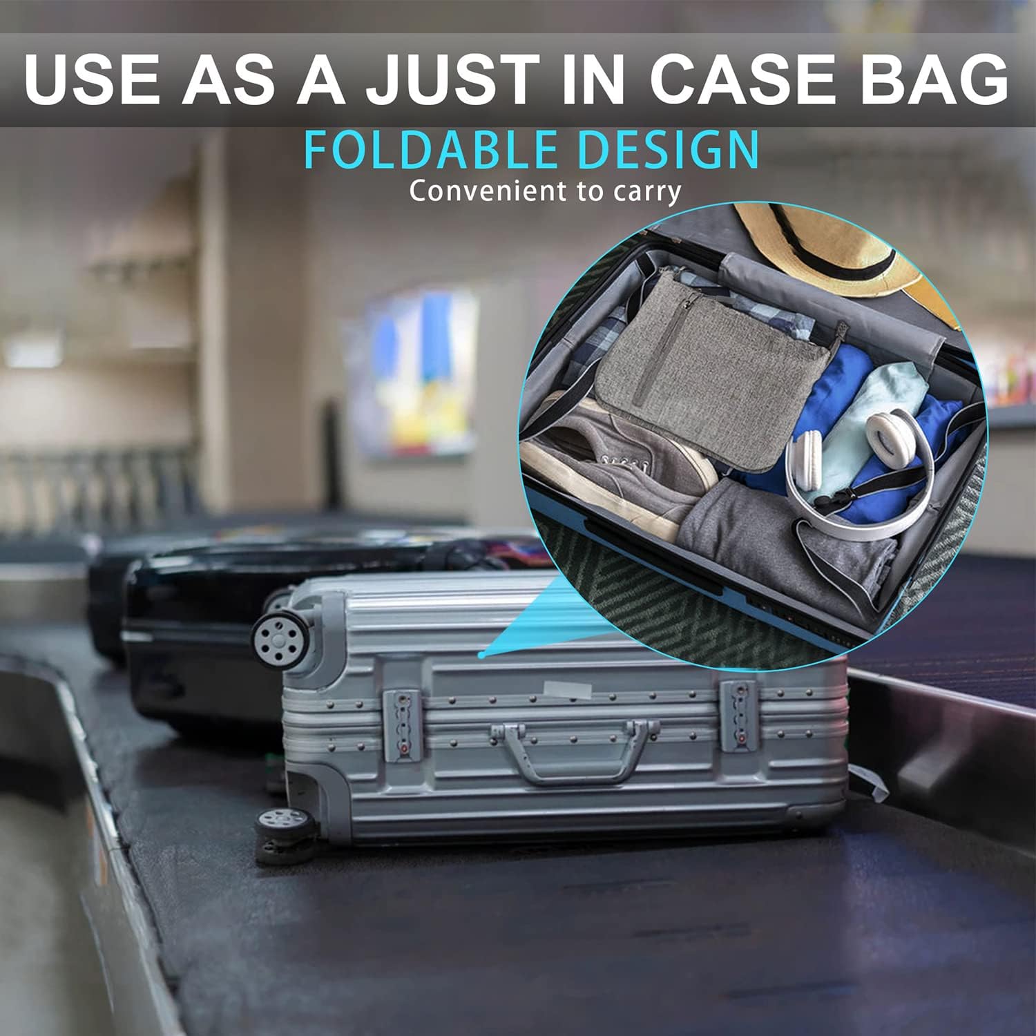 65L/85L/115L Foldable Travel Duffle Bag, Lightweight Checked Luggage with Shoe Compartment, Water-Resistant Weekender