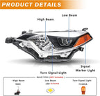 Projector Headlights Assembly Compatible with 2014 2015 2016 Toyota Corolla