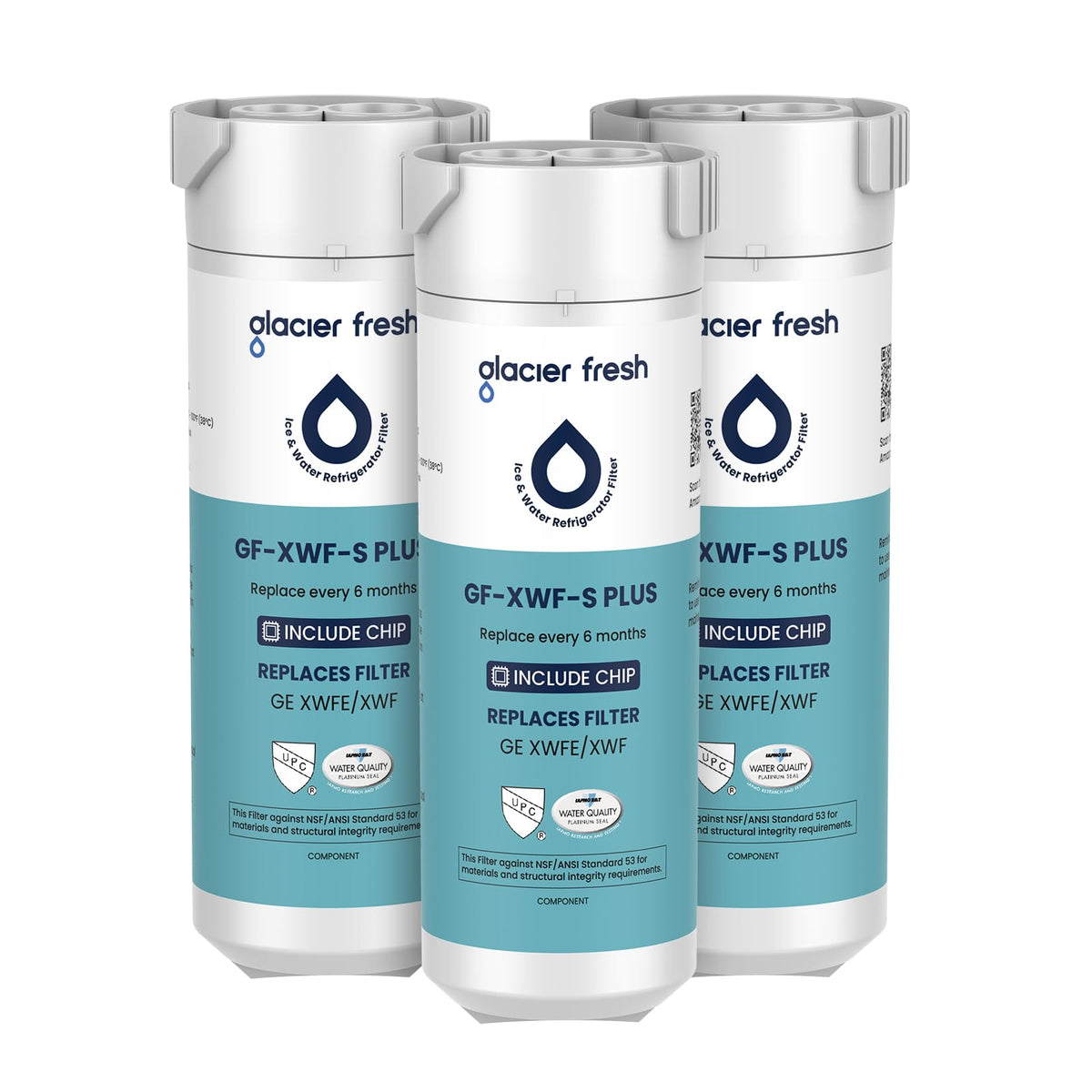 XWFE (Built-in CHIP) Refrigerator Water Filter Pack of 3