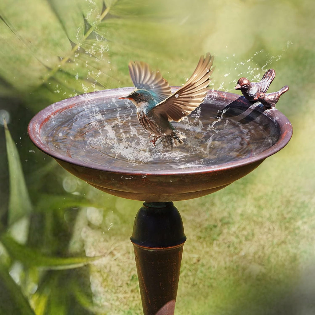 Cast Iron Pedestal Bird Bath,Metal Bird Bath for Outdoor,Vintage Birdbath