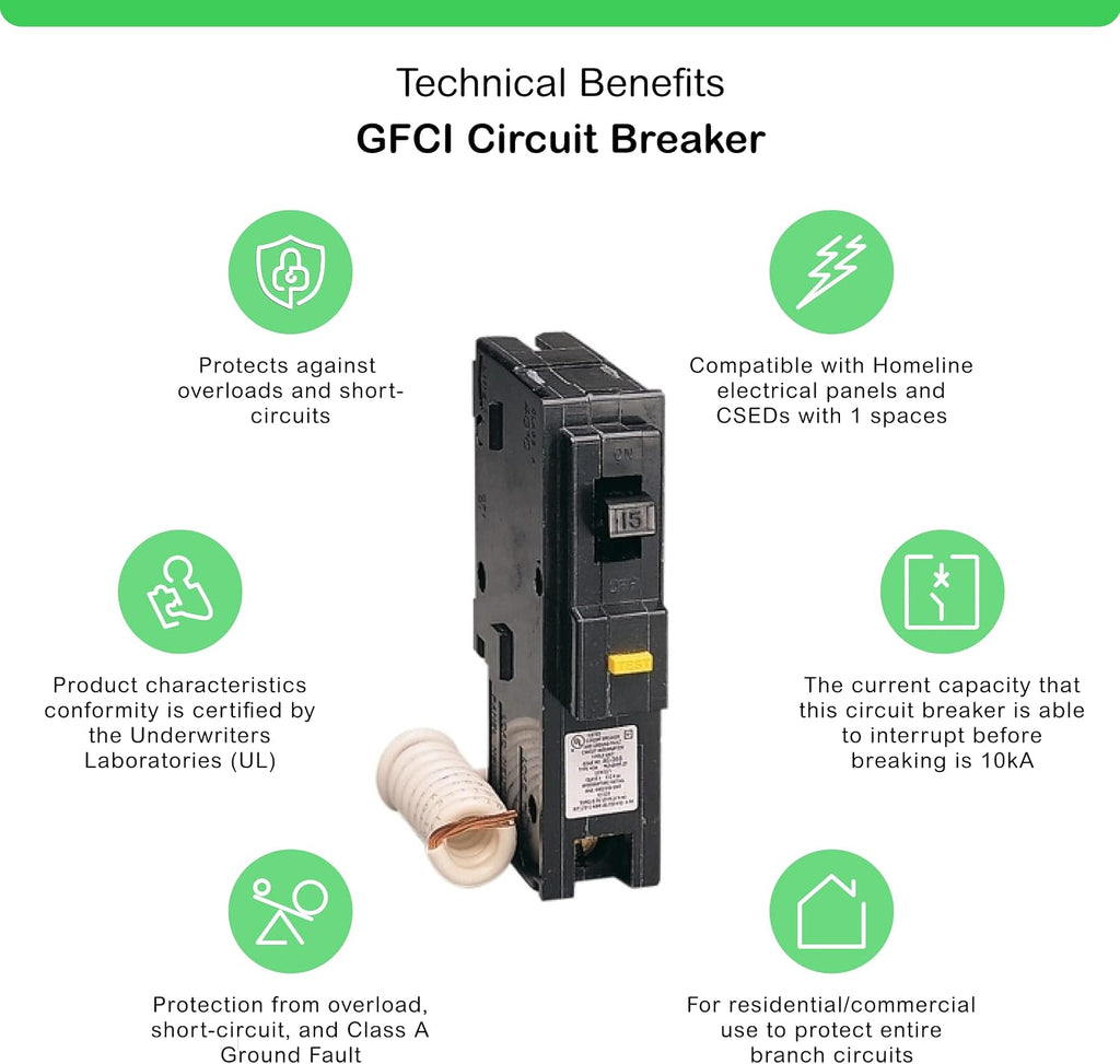 Square D - HOM115GFICP 15a Homeline 1pole Gfc Breaker
