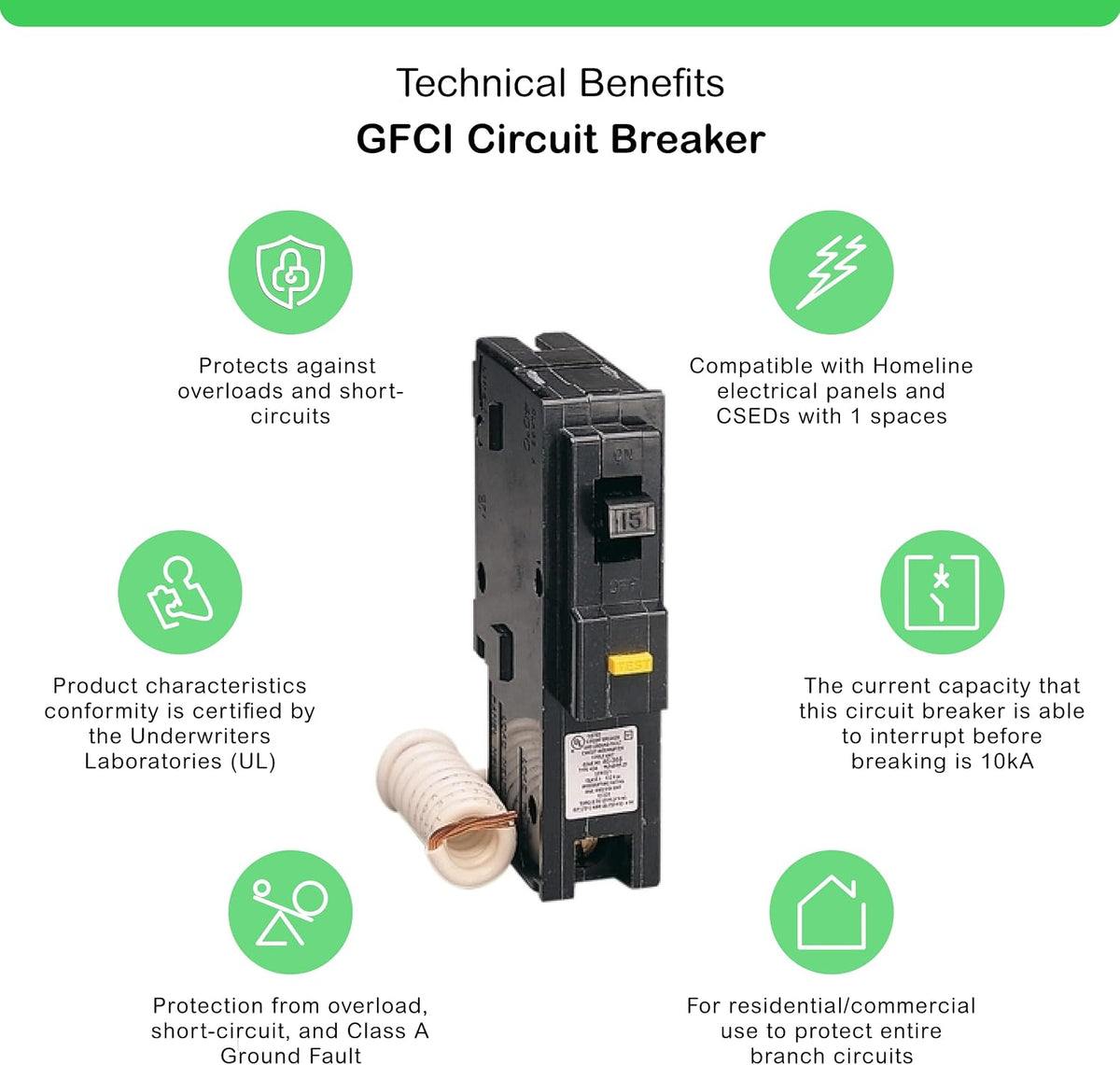 Square D - HOM115GFICP 15a Homeline 1pole Gfc Breaker