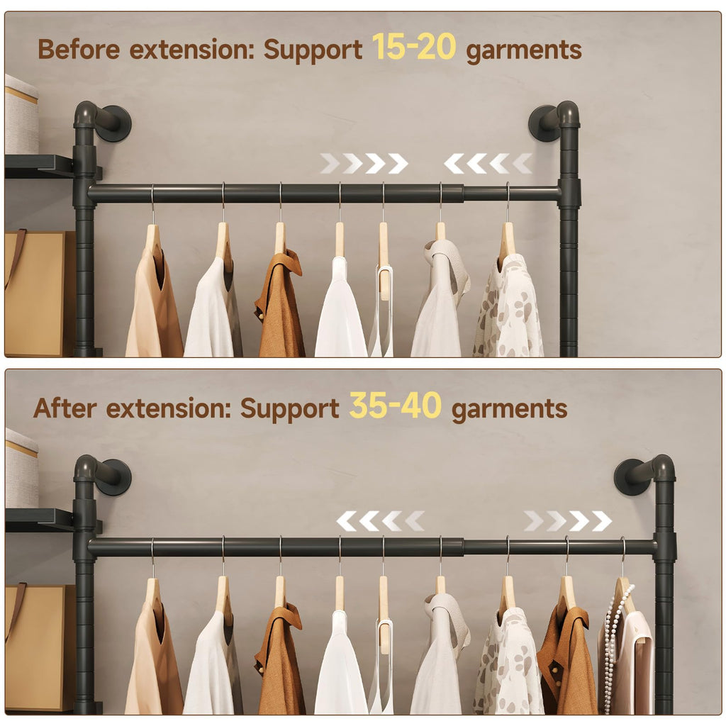 T4 Closet System with Stepless Dimmable LED Light & Drawers, Black