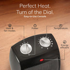9" Tabletop Ceramic Space Heater with Thermostat - Black - CD09250