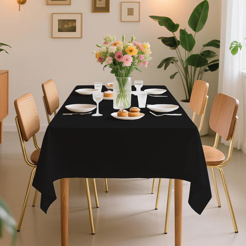 Black Plastic Tablecloth 20 Pack, 54x108 Inch Disposable Rectangle Table Cover, Waterproof Table Cloths for 6 to 8