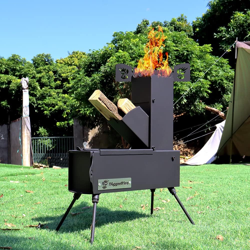 Rocket Stove Portable Folding Wood Burning Camping Stove for Outdoor Cooking, Picnic, BBQ, Hunting, Fishing, Cast
