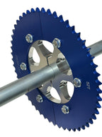Split Aluminum Sprocket for 420 or 40 Chain. Blue