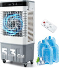 3-in-1 Swamp Cooler, 2100 CFM Evaporative Air Cooler, White | Portable Cooling Fan with Remote, 5.3 Gal Water Tank, 3