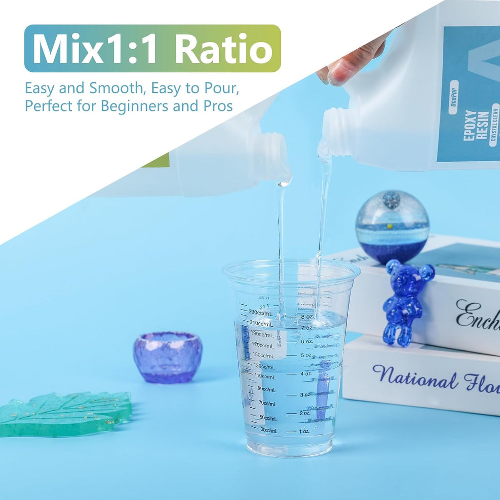 Epoxy Resin 1 Gallon Clear Deep Pour Resin Epoxy Kit for Art Craft | Crystal Clear Epoxy Resin Kit, No Yellowing No