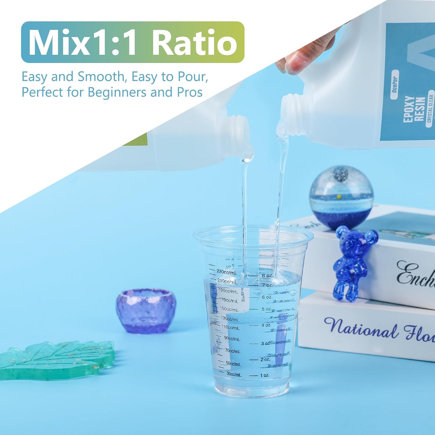 Epoxy Resin 1 Gallon Clear Deep Pour Resin Epoxy Kit for Art Craft | Crystal Clear Epoxy Resin Kit, No Yellowing No