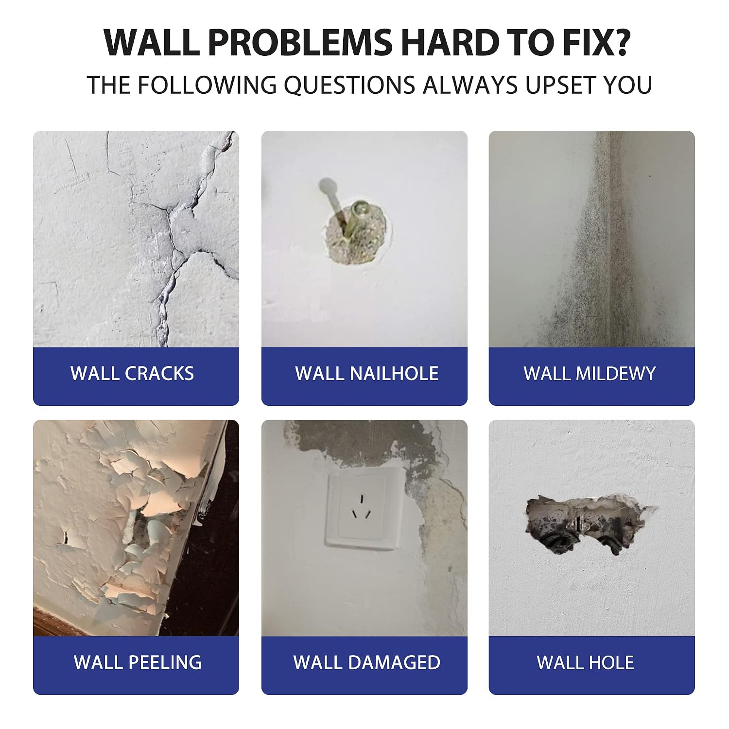 Drywall Repair Kit, 2-Pack Wall Mending Agent, Wall Spackle with Tools | Includes Scraper and Sandpaper. For Wall