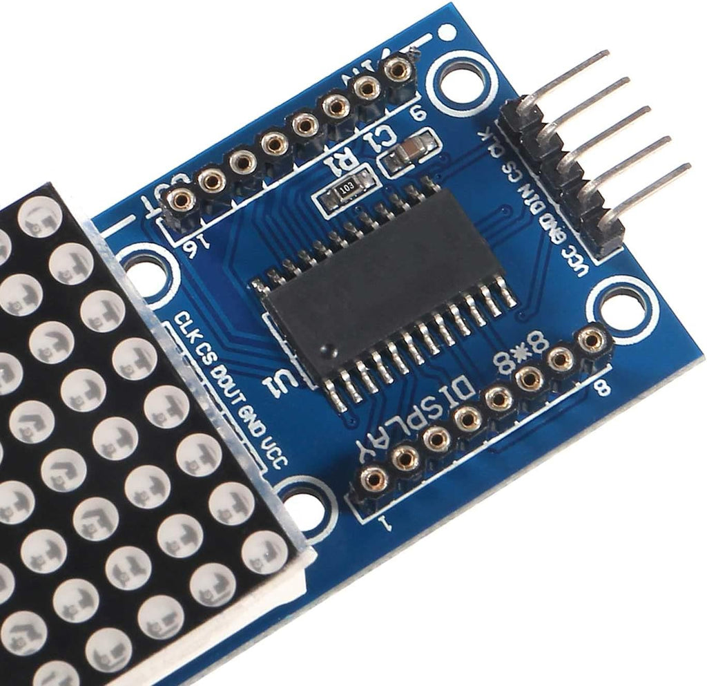 MAX7219 Dot Matrix Module 32x8 4 in 1 LED Display Modules for Arduino Raspberry Pi Microcontroller with 5Pin Wires Green (Pack of 2)