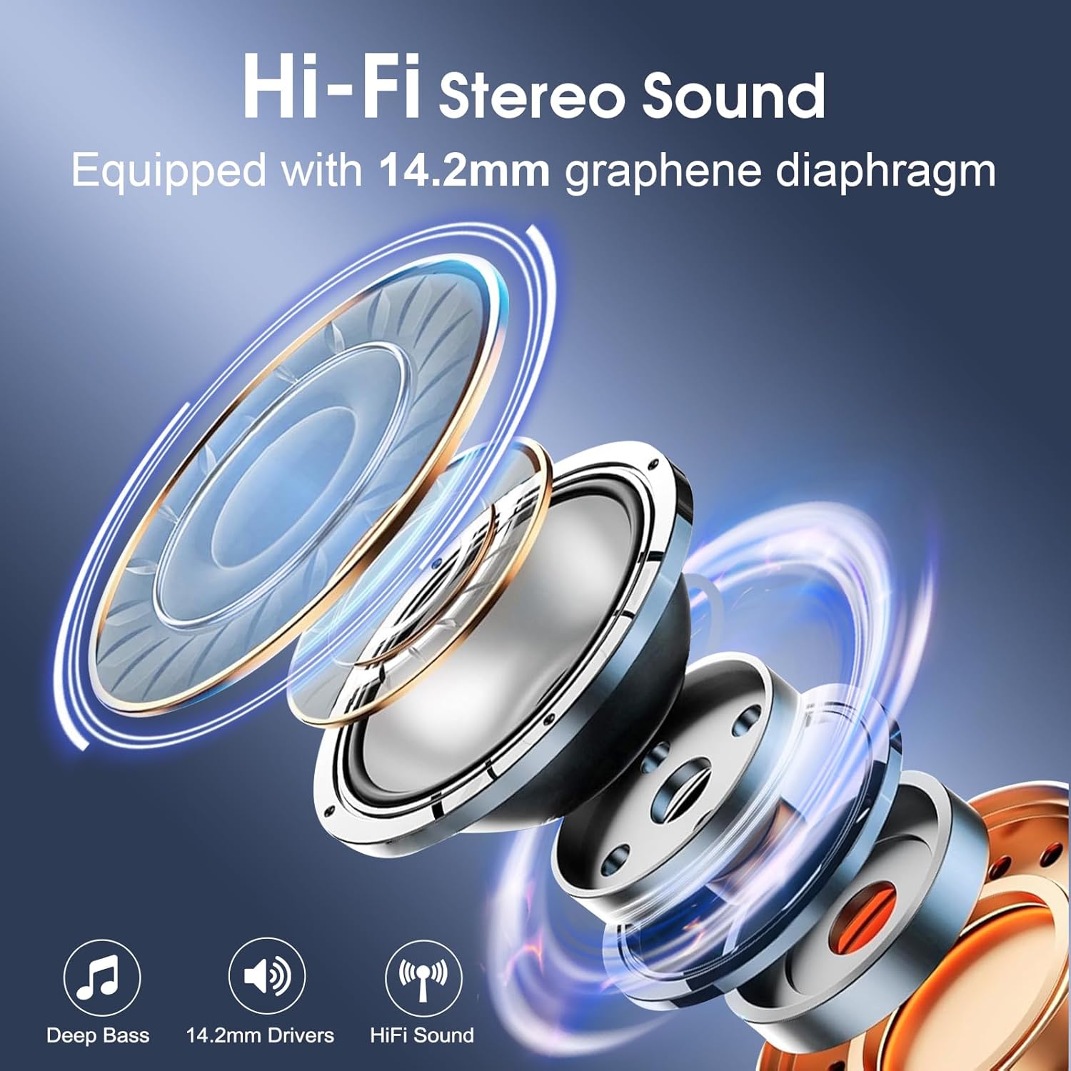 Wireless Earbuds 75hrs Bluetooth 5.4 Headphone Sport, 2026 Bluetooth Earbuds Stereo Deep Bass Over Ear Bud with