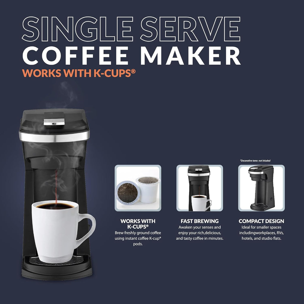 Newhouse Single Serve Coffee Maker compatible with K-cups Water Reservoir, Versatile Ground Coffee & K-Cup