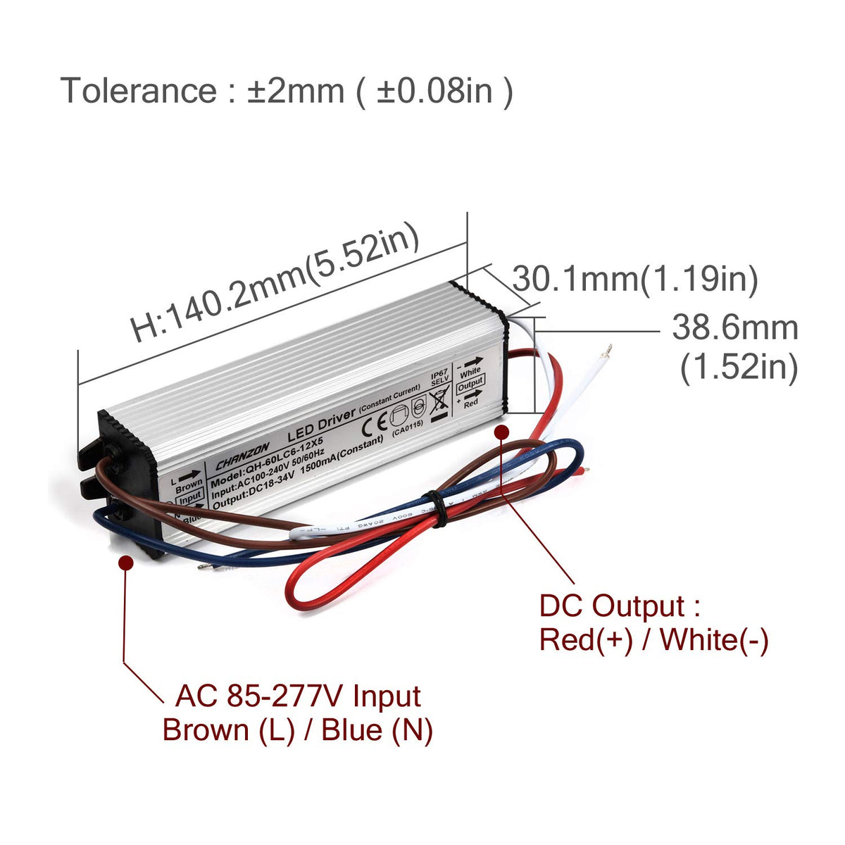 LED Driver 1500mA Constant Current 18-39V IP67 Waterproof Aluminium