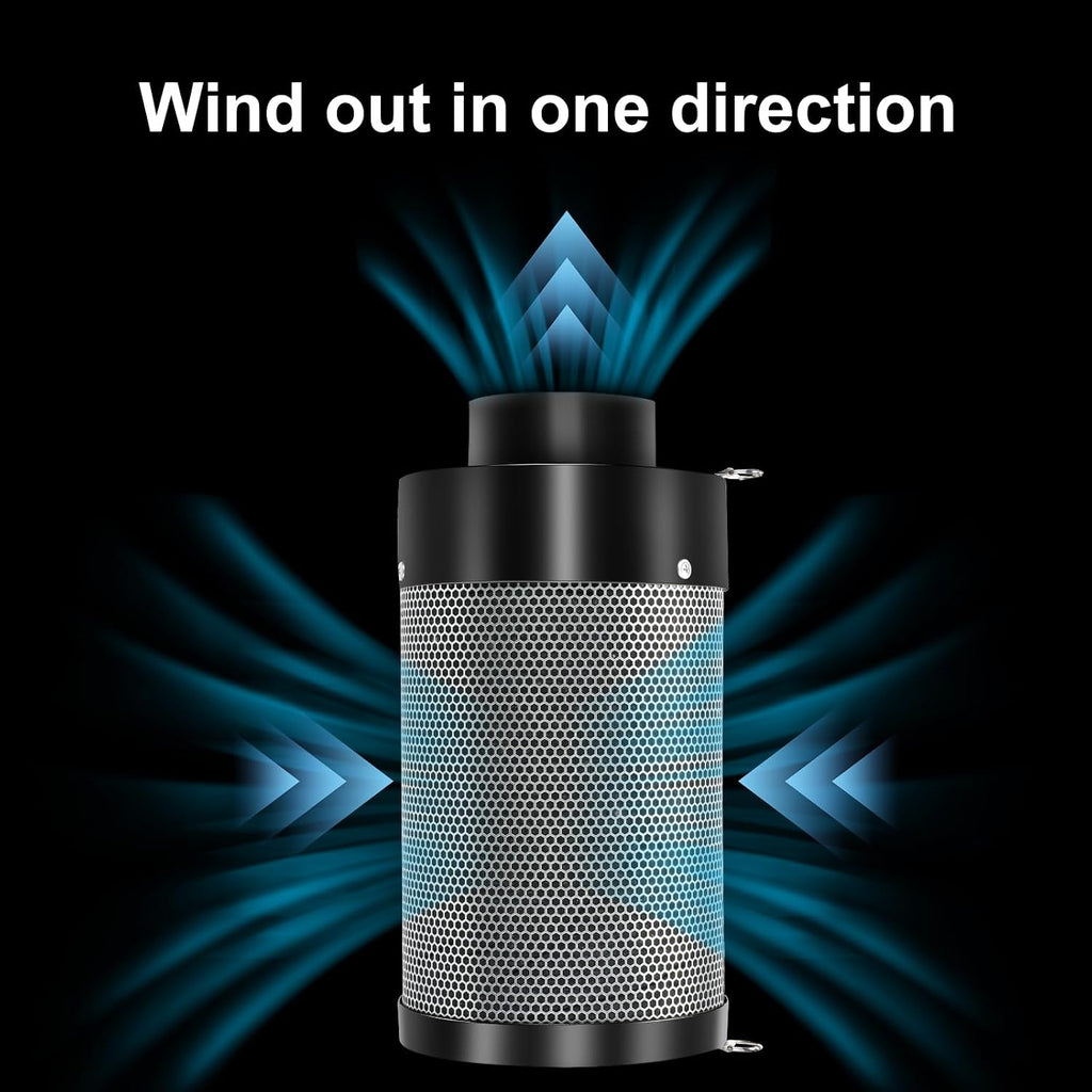 4 Inch Air Carbon Filter with Australian Virgin Charcoal – Odor Control. Built-in 5.5" Quiet Fan with Speed Control