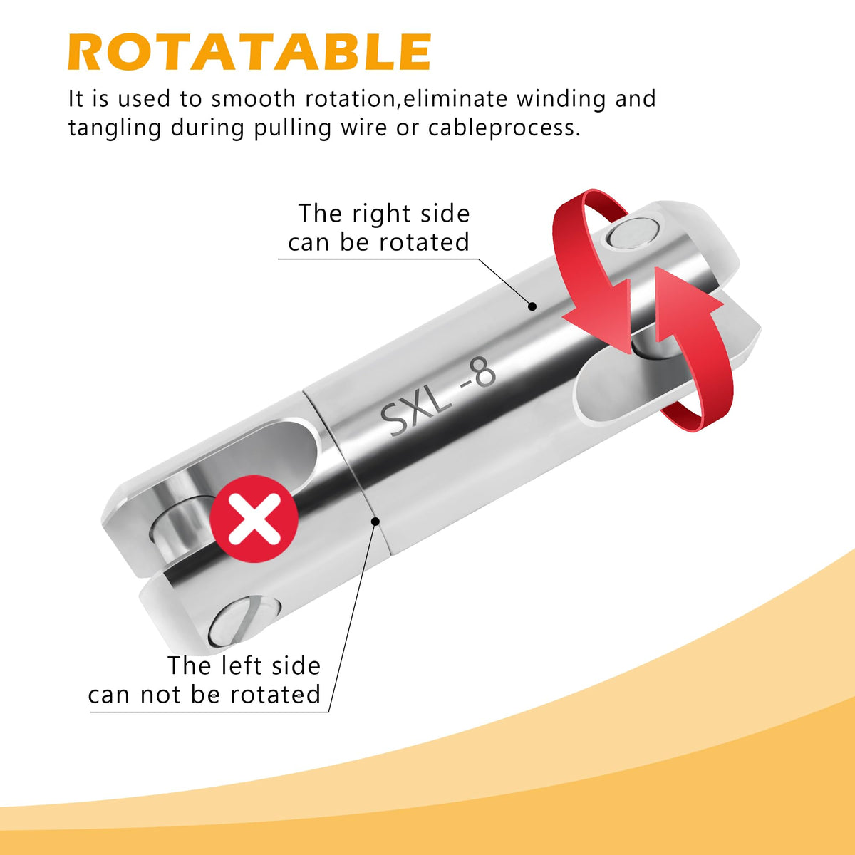 TIANMEIYI 8 Ton Cable Pulling Swivel, Anti-Twist Rotating Connector with Replaceable Breakaway Pin