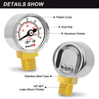 AetralYB 1-Inch Mini Pressure Gauge, 0-60 PSI,1/8” NPT Bottom Mount