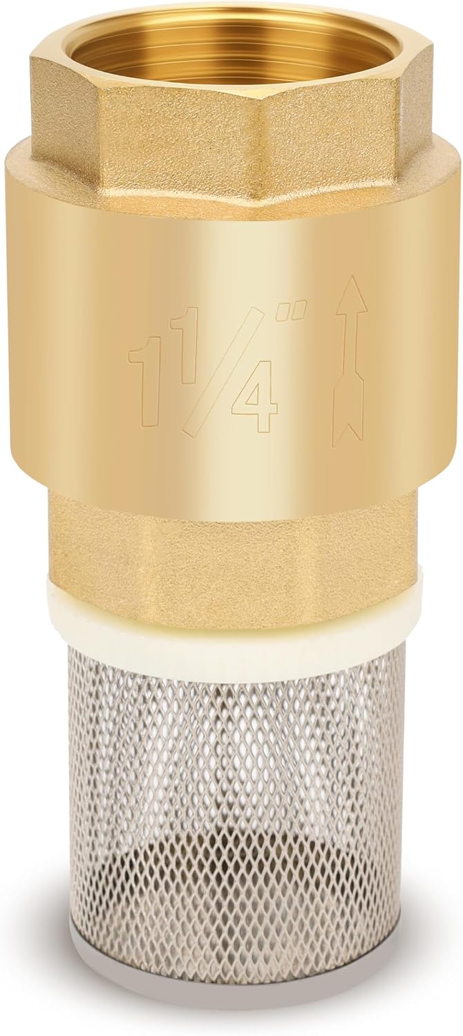 1-1/4" NPT Foot Valve with Filter, Brass, Heavy Duty, Female Thread, DN32