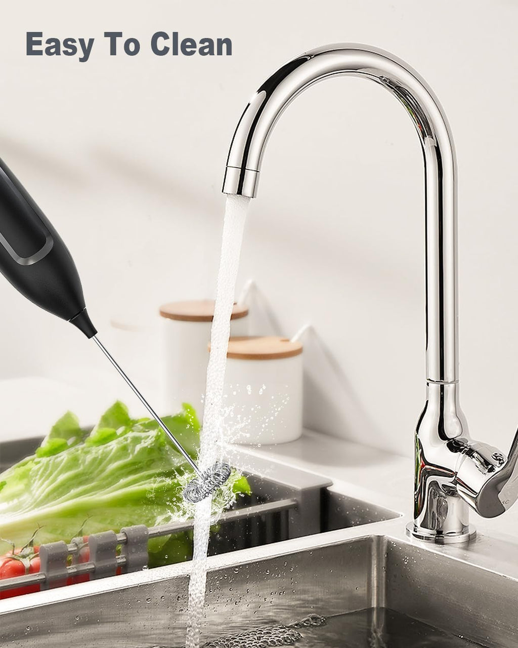 Milk Frother Handheld Battery, Electric Foam Maker Frother Wand, Drink Mixer with Stainless Steel Whisk for Coffee