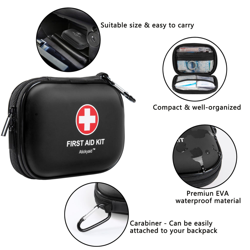 Mini First Aid Kit - 120 Piece Small Waterproof Hard Shell Medical Kit