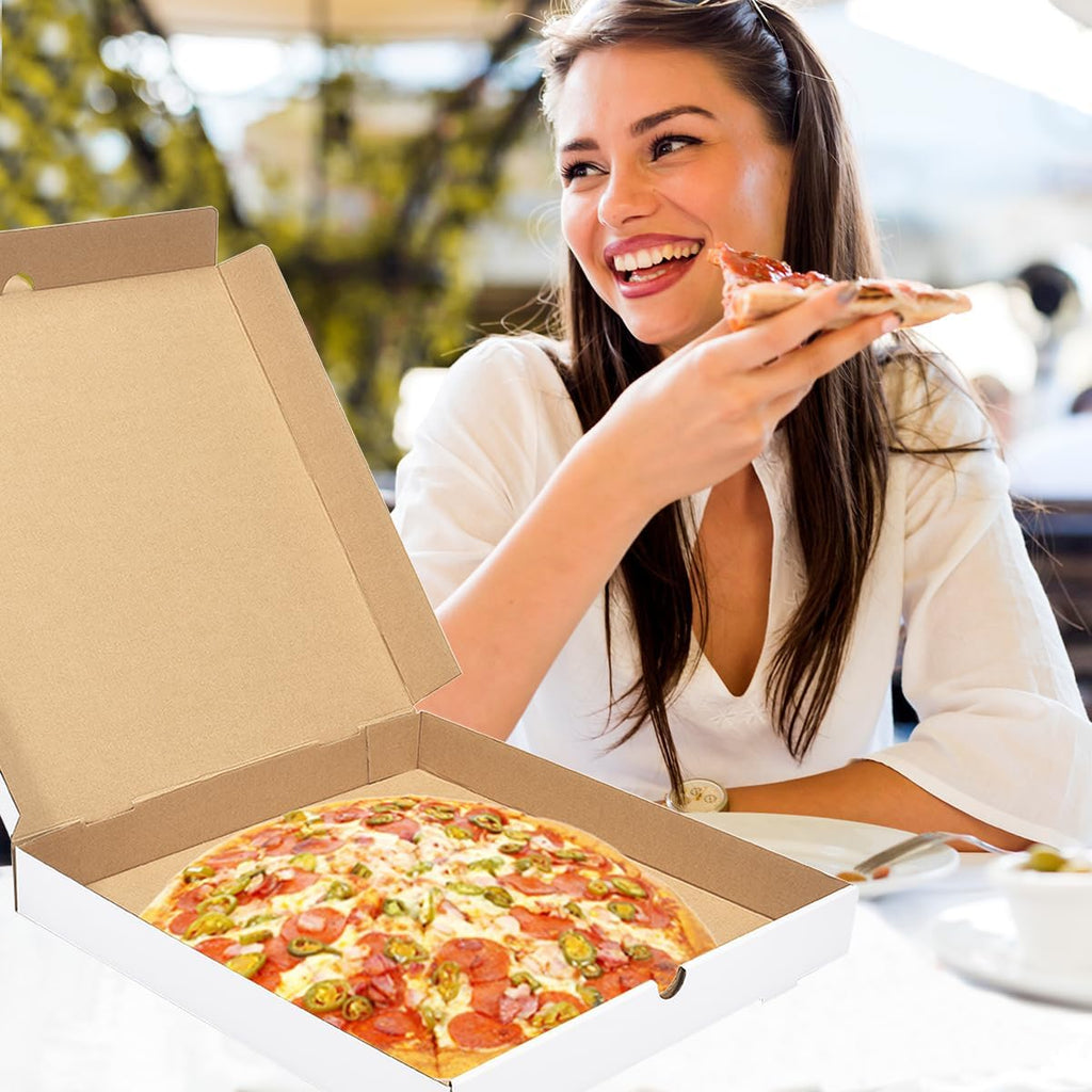 White Corrugated Cardboard Pizza Boxes 12x12x2 Inch 10 Pack