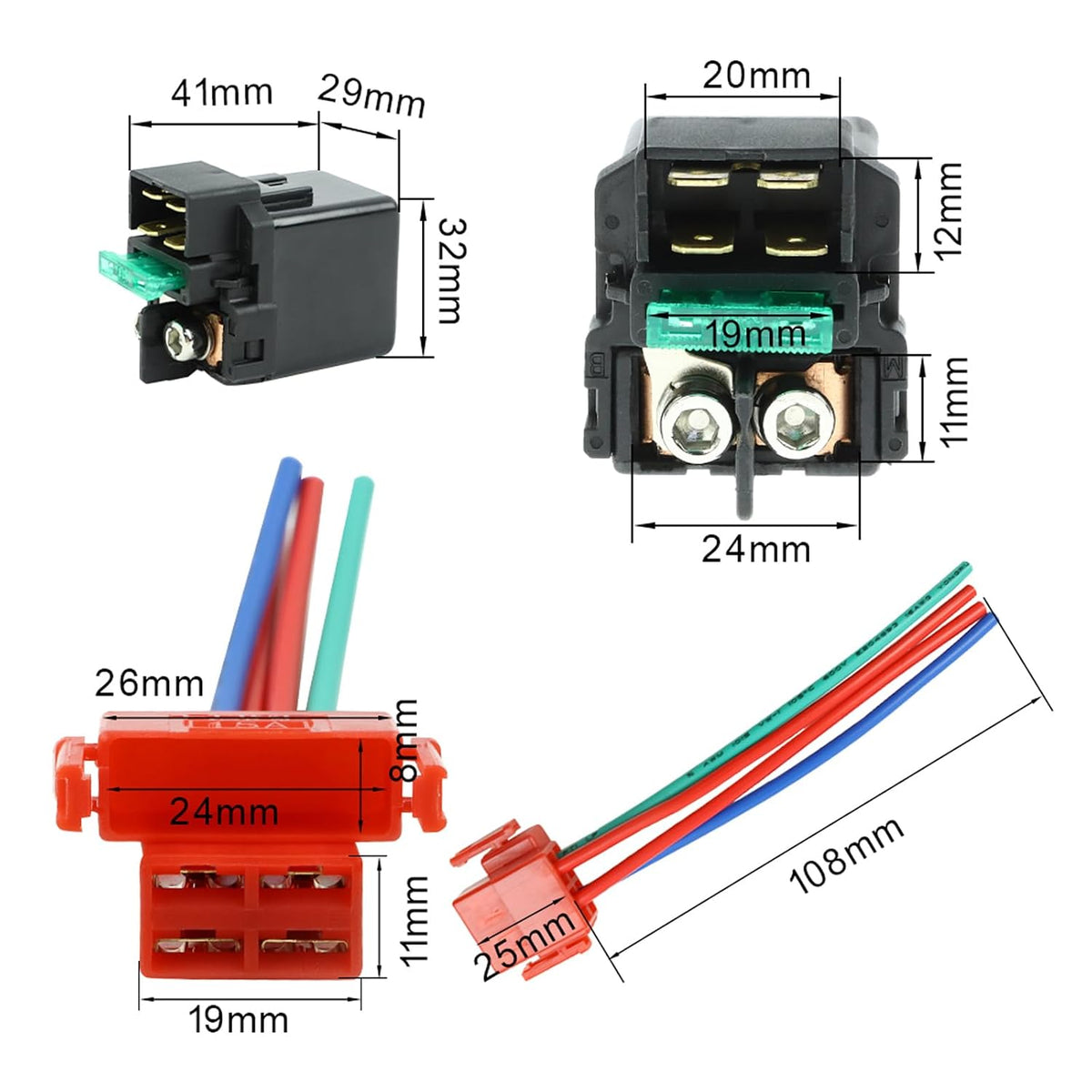FLYPIG Starter Solenoid Relay & Plug for Honda CBR600RR CBR1000RR CBR929RR