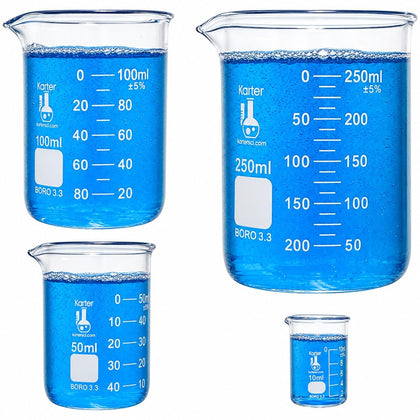 Glass Beaker Set, 4 Sizes, Karter Scientific 214T2