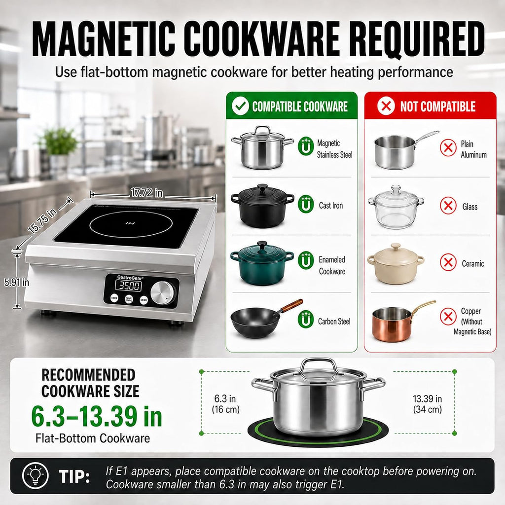 Commercial Induction Cooktop 3500W 220V, Countertop Burner