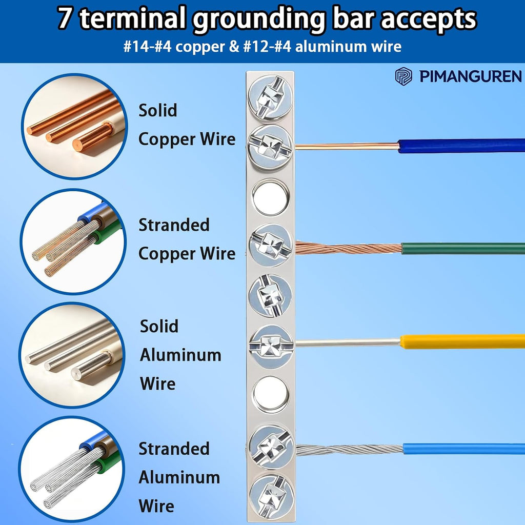 7 Terminal Ground Bar Kit for Square D Load Centers 2 Pack