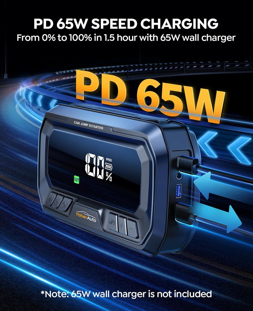 12-in-1 Jump Starter with Air Compressor 8000A 160PSI 65W Charging, Portable Car Battery Jump Starter (All Gas/14L