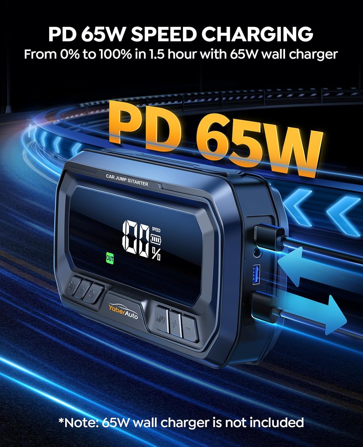 12-in-1 Jump Starter with Air Compressor 8000A 160PSI 65W Charging, Portable Car Battery Jump Starter (All Gas/14L