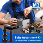3400Pcs M3 Hex Socket Head Bolts and Button Head Screw Assortment Kit