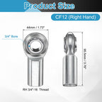 uxcell 2Pcs CF12 Rod End Bearing 3/4" Bore,RH 3/4-16 UNF Female,1045 Steel