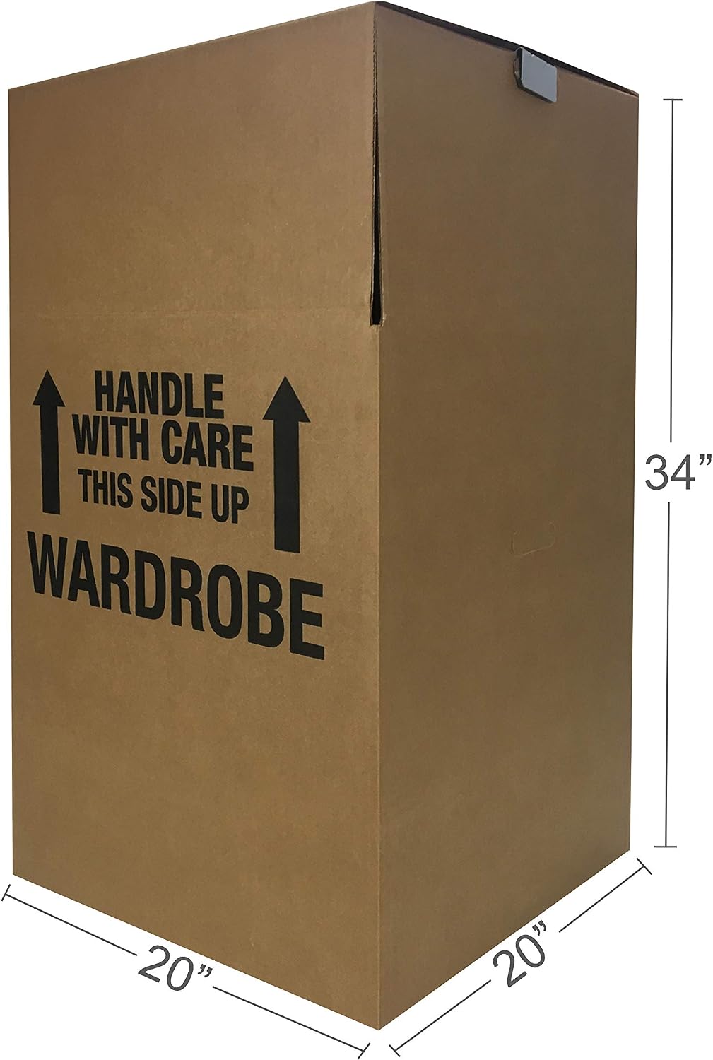 Sturdy Wardrobe Moving Boxes with Hanger Bar for Packing Clothes, Easy to Assemble, With Handles, 20" x 20" x 34"