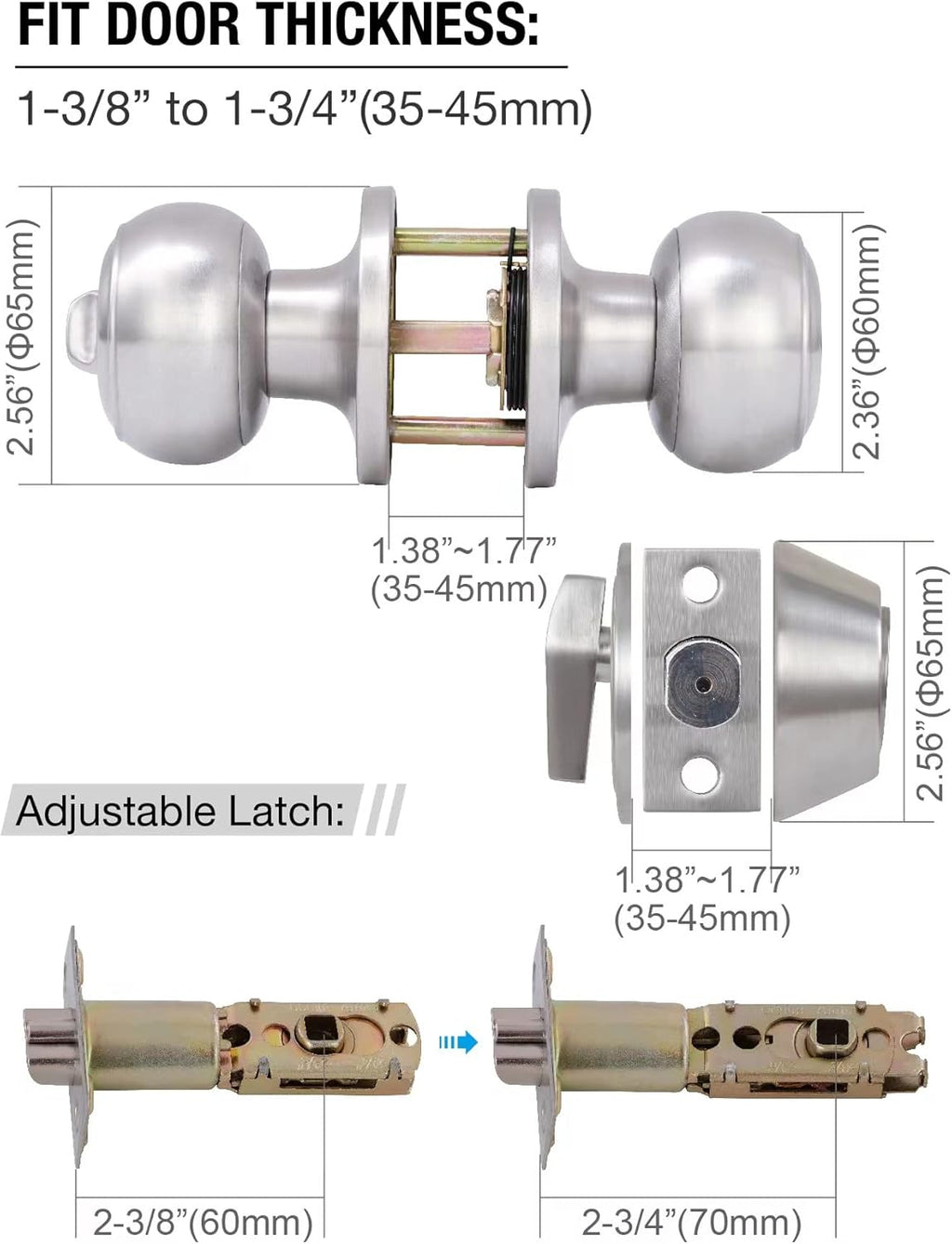 (2 Pack) All Keyed Identical Deadbolt Door knob Single Cylinder Deadbolt Lock Combo Set, Classic Satin Nickel