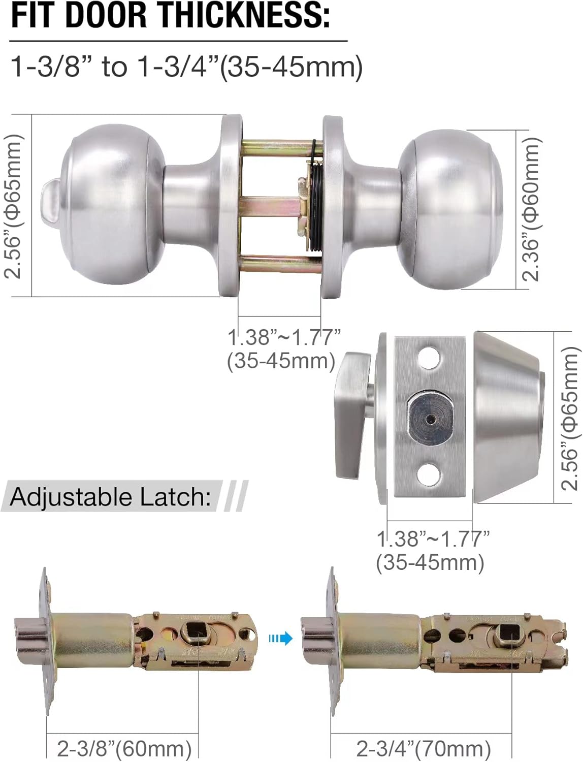 (2 Pack) All Keyed Identical Deadbolt Door knob Single Cylinder Deadbolt Lock Combo Set, Classic Satin Nickel
