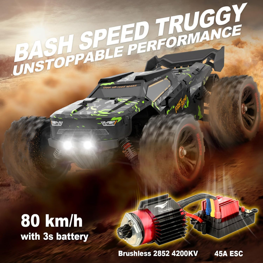 1/14 Brushless RC Cars for Adults Fast 50+ mph, RC Trucks 4x4 Offroad Waterproof, Electric Powered High Speed Remote