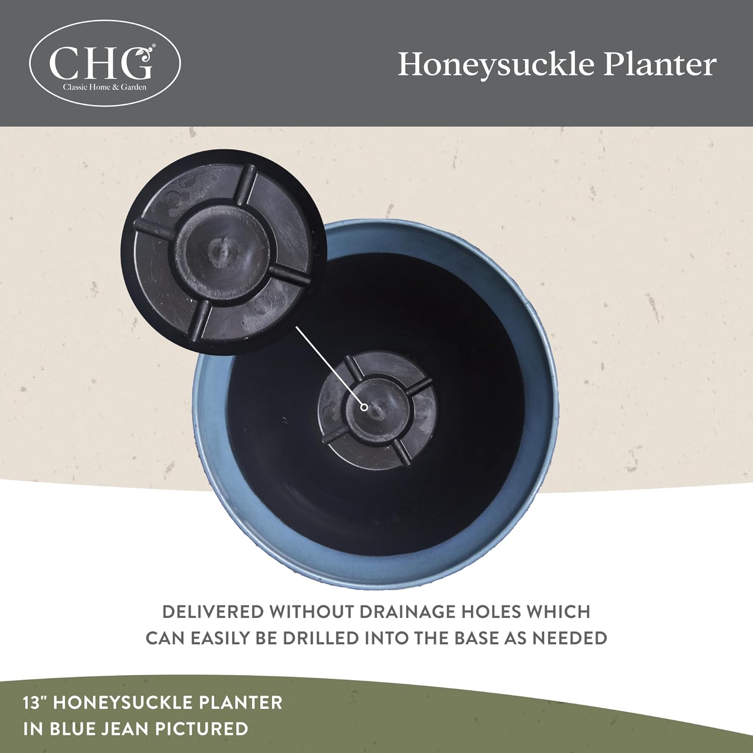 Classic Home and Garden Honeysuckle Resin Planters - Lightweight Indoor & Outdoor Plant Pots - UV-Resistant Plastic