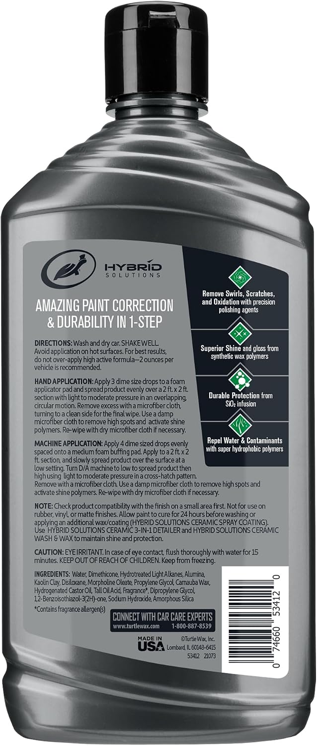 Hybrid Solutions Ceramic Car Polish and Wax, 14 oz. (Pack of 1) | Light Car Scratch Remover & Car Paint Restorer