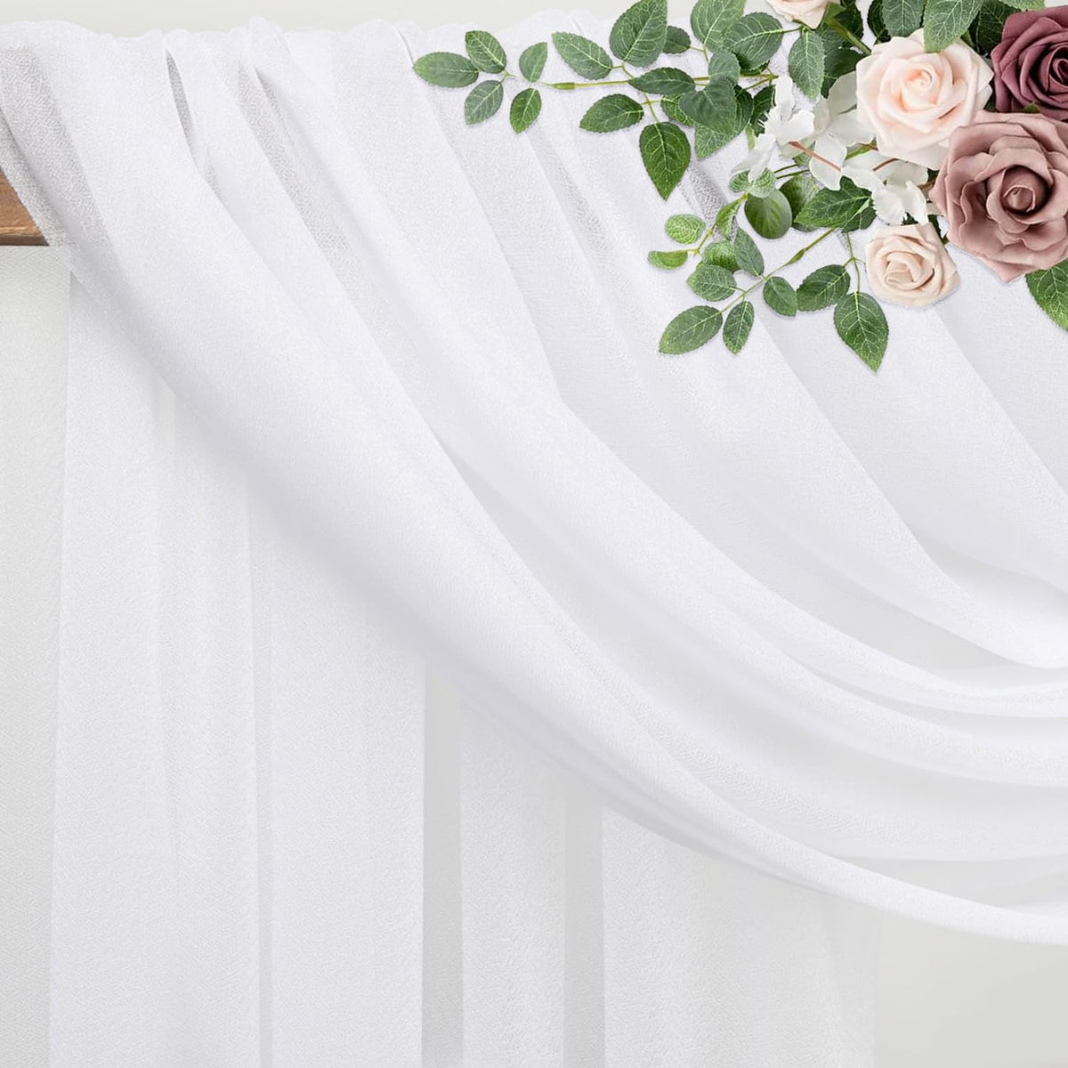 Wedding Arch Draping Fabric 2 Panels White Sheer Backdrop Drapes