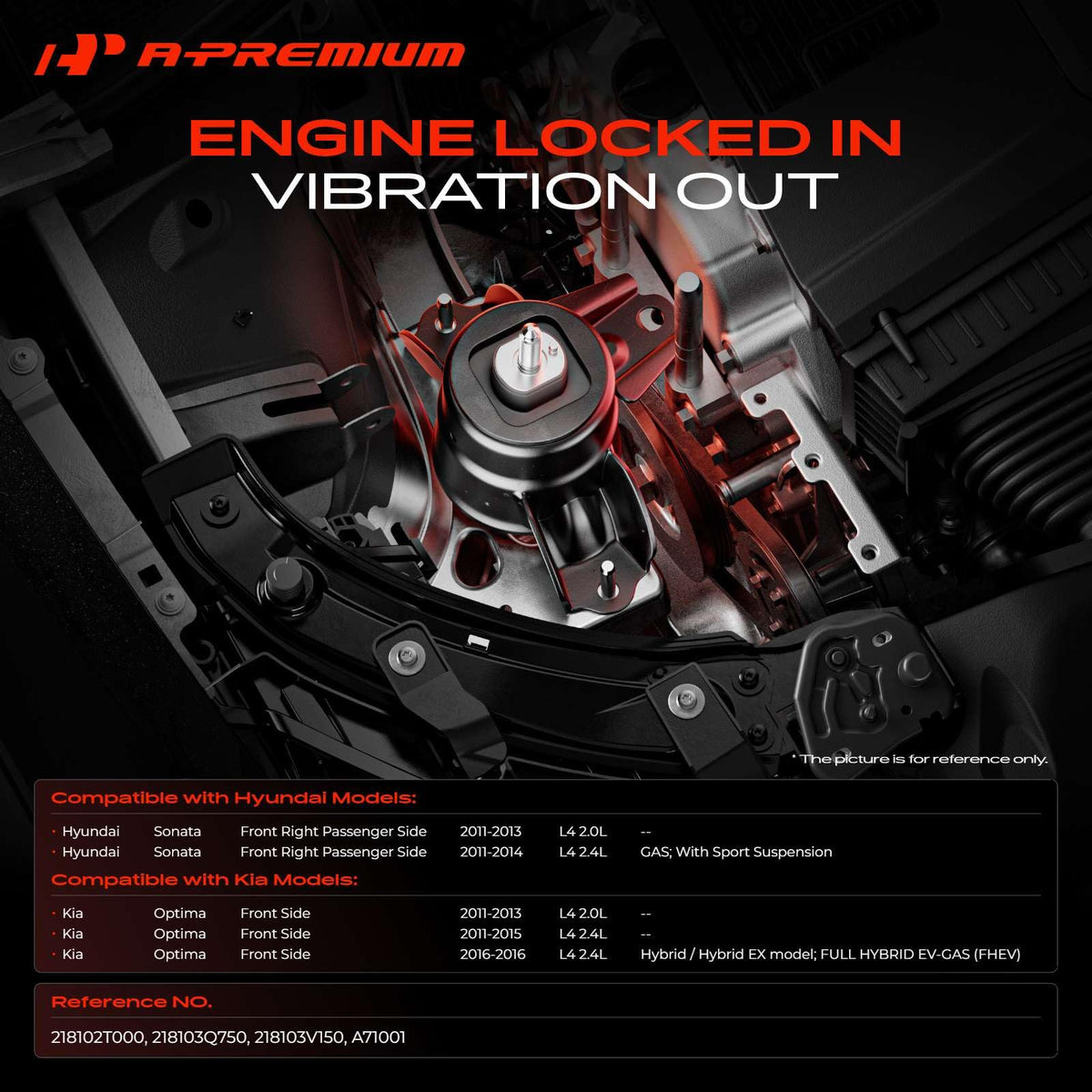 A-Premium Engine Motor Mount Compatible with Hyundai, Kia