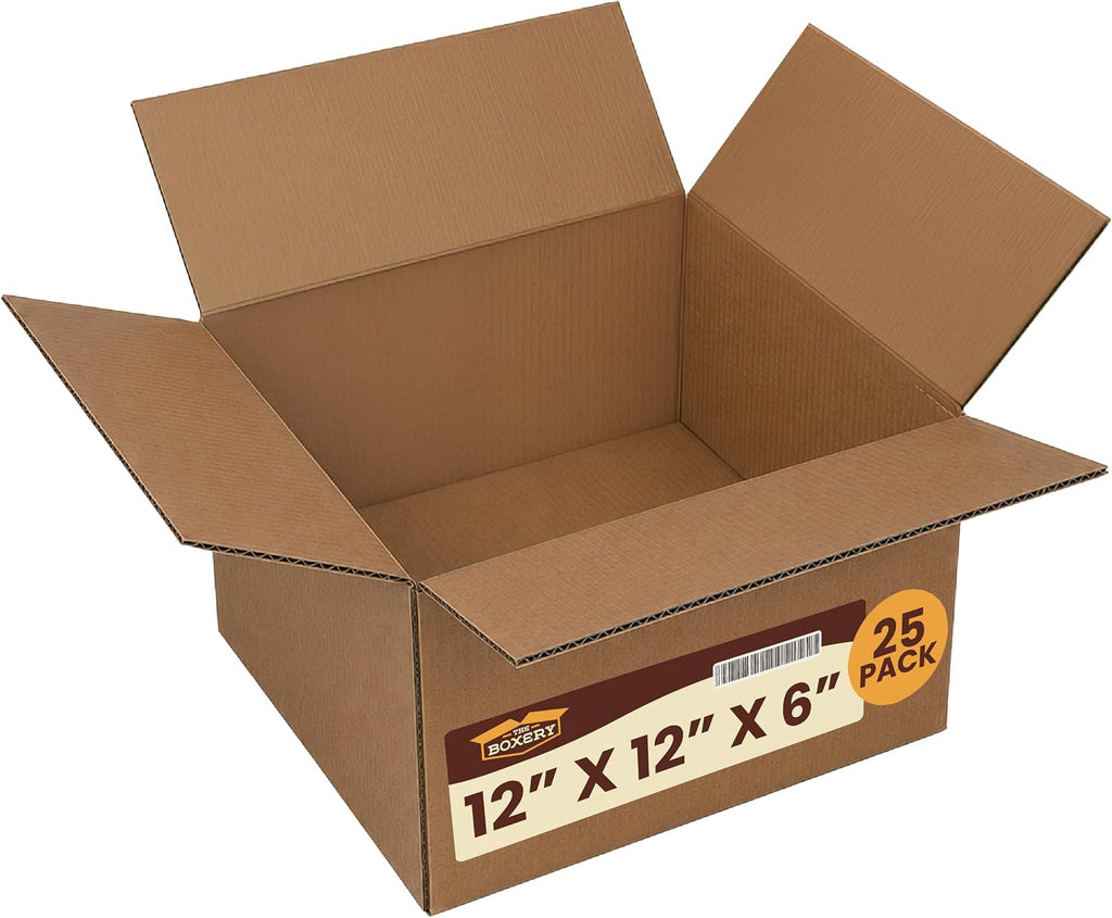 12"x12"x6" Corrugated Cardboard Boxes 25-Pack