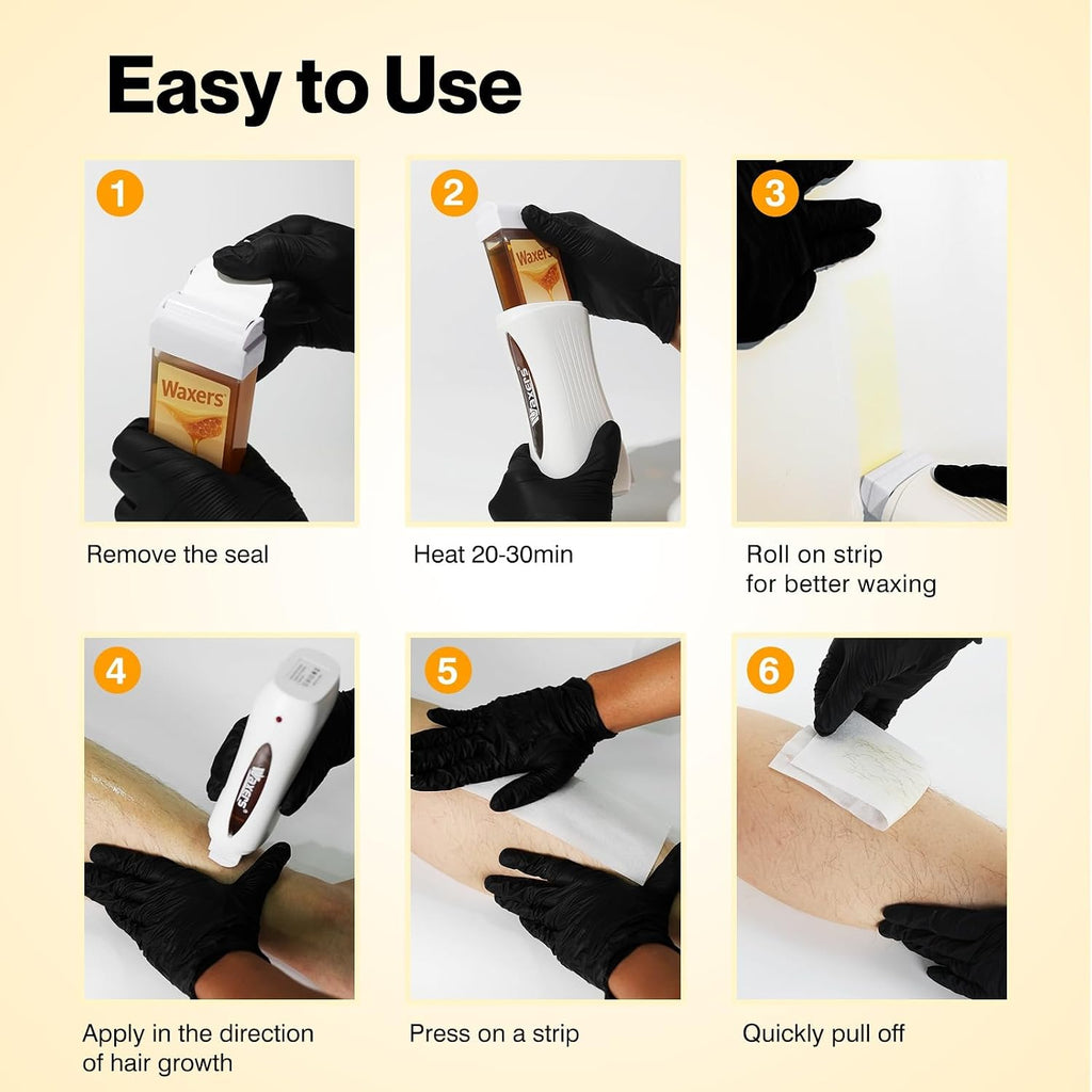 Roll on Wax Kit for Hair Removal at Home Roller Waxing Depilatory for Women Men Honey Soft Wax Kit for Coarse & Thick